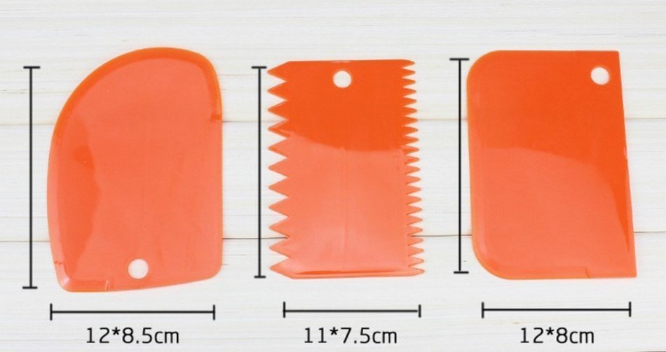 Cake Scraper 3pcs/set, KOOTIPS Smoother Comb Set Cake Edge Side Decorating Tools Scraper (Blue 3pcs set)