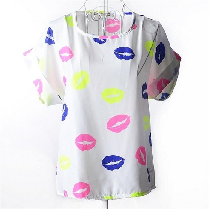 Phoneix Womens Printed Blouses Chiffon T-Shirts causal Tops for girl N8