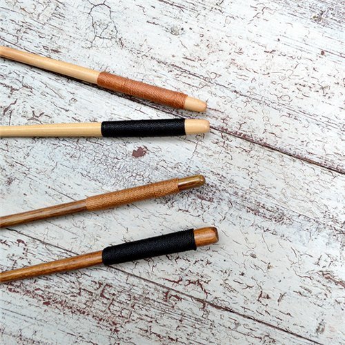 AUCH 4Pcs Handmade Natural Wood Kusunoki Lines Wooden Coffee Tea Mixing Spoon/Stirrers/Dippers, 20*2.9cm N5