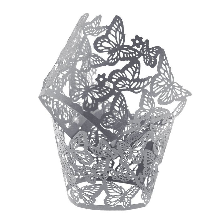 HUAL Cupcake Wrappers 50 Filigree Artistic Bake Cake Paper Cups Butterfly Lace Laser Cut Liner Baking Cup Muffin...