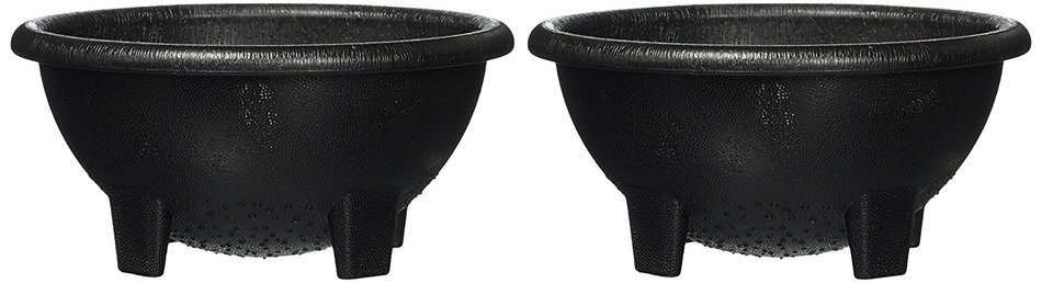 2 Pack Black Plastic Earthenware Salsa Bowls - 10 oz N2