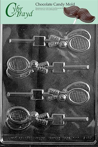 Cybrtrayd S080 Tennis Racquet Lolly Chocolate Candy Mold with Exclusive Cybrtrayd Copyrighted Chocolate Molding...