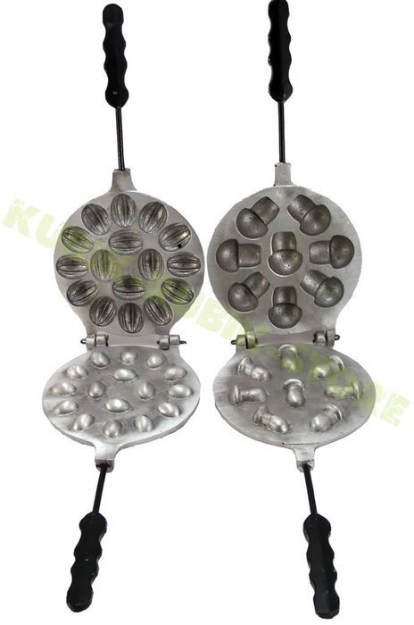 Two Metal Mold 16 Russian Oreshki + Mushrooms + Recipe!
