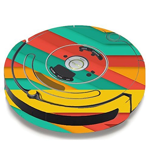 Skin Decal Vinyl Wrap For IRobot Roomba 650 655 Vacuum / Turquoise Blue Yellow