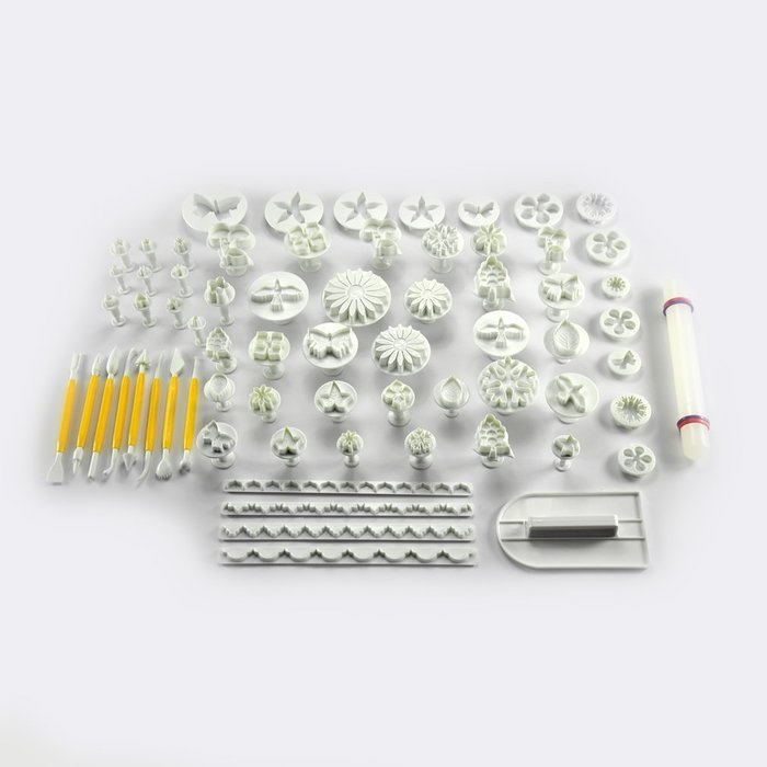 TANGCHU Fondant Plunger Cutters Mold 21 Sets 68 Pcs Cake Decration Tool Set Cake Smoother Fondant Embosser Rolling...