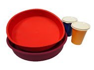 2 Silicone Round Cake Pan - Color Red or Red Wine + Free Tupperware Bell Tumbler 2pcs N3