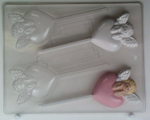 Cupid resting head on hands on top of a heart V163 Valentine's Day chocolate candy mold