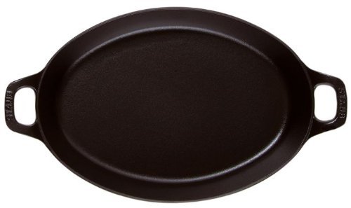 Staub Oval Roasting Dish - 9.5" x 6.75" - 1Qt - Black Matte N2