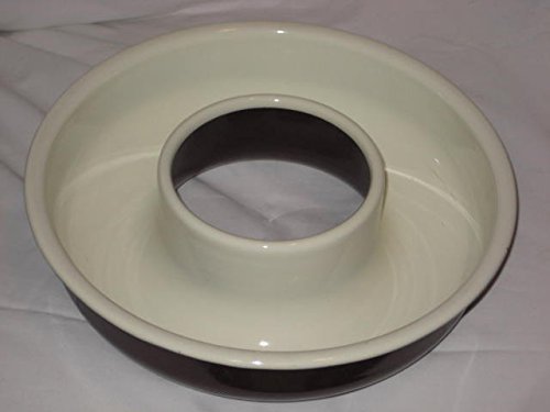 Vintage Dark Brown & White Heavy Enamel Over Metal 10x3 Inch Ring Jell-O Mold / Cake Baking Pan N2