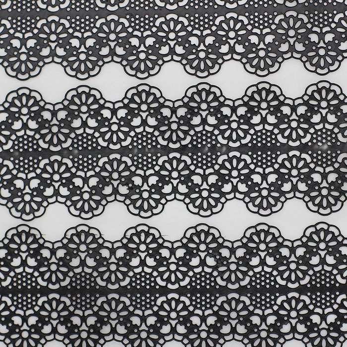 Funshowcase Large Pre-Made Ready to Use Edible Cake Lace Art Nouveau Style Applique Black 14-inch 10-piece Set