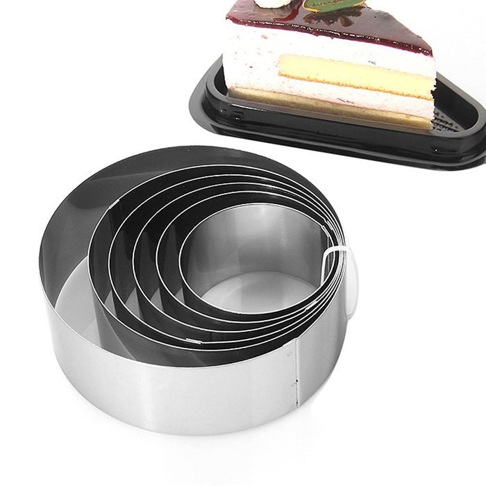 SUNLIGHTAM Set of 6 Stainless Steel 6 Sizes Round Molding Plating Forming Cake Mousse Rings Cookie Cutters DIY... N5