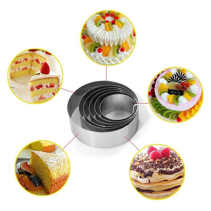 SUNLIGHTAM Set of 6 Stainless Steel 6 Sizes Round Molding Plating Forming Cake Mousse Rings Cookie Cutters DIY... N6