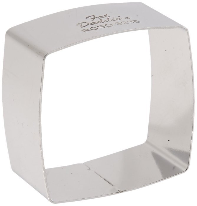 Fat Daddio's Stainless Steel Convex Square Cake and Pastry Ring, 2.5 Inch x 1.375 Inch