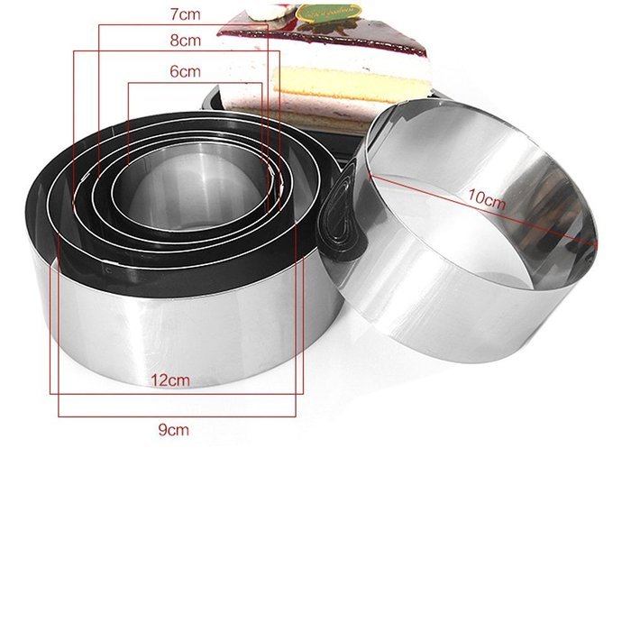 SUNLIGHTAM Set of 6 Stainless Steel 6 Sizes Round Molding Plating Forming Cake Mousse Rings Cookie Cutters DIY... N7
