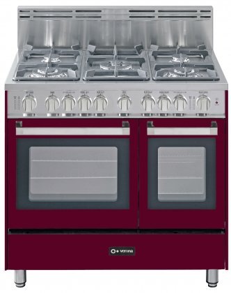 Verona VEFSGG365DBU 36" Burgundy Gas Sealed Burner Double Oven Range - Convection
