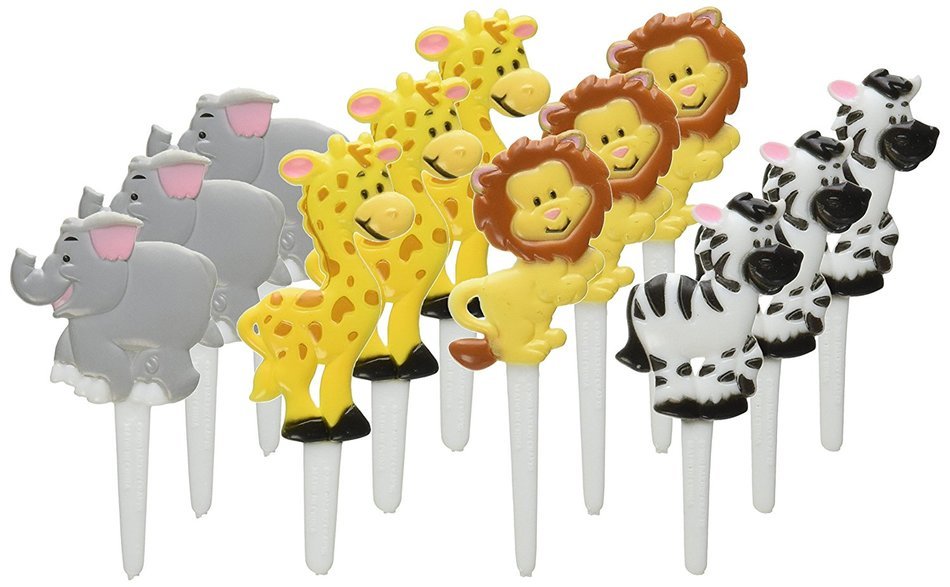 Oasis Supply Cupcake/Cake Decorating Zoo Animal Puffy Picks, 2-1/2-Inch, Black, Set of 12
