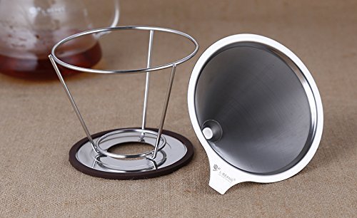 Coffee Dripper Stainless Steel with Double Layer Fine Mesh-Premium Pour Over Cone & Stand Reusable Pour Over Permanent... N3
