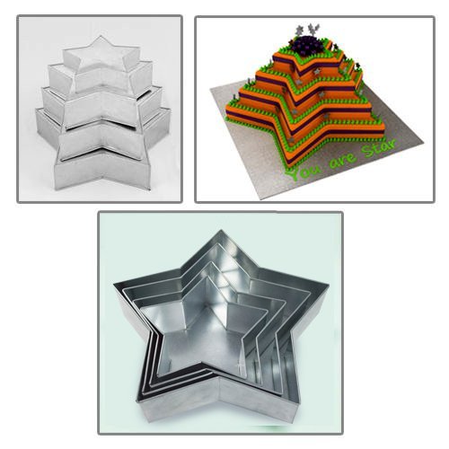 4 TIER STAR MULTILAYER BIRTHDAY WEDDING ANNIVERSARY CAKE PANS TINS 6" 8" 10 " 12"