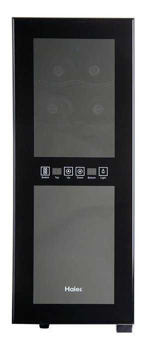 Haier HVTM12DABB 12-Bottle Dual Zone Mirrored Glass Door Wine Cellar N3