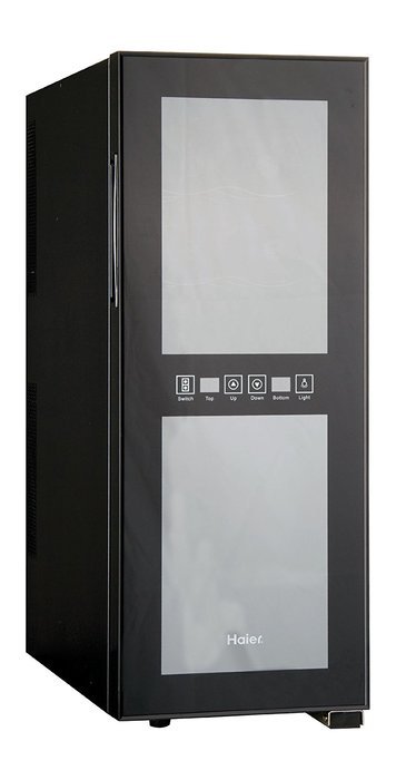 Haier HVTM12DABB 12-Bottle Dual Zone Mirrored Glass Door Wine Cellar N4