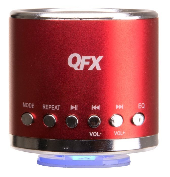 QFX CS59USRED Speaker with USB/Micro SD FM Radio