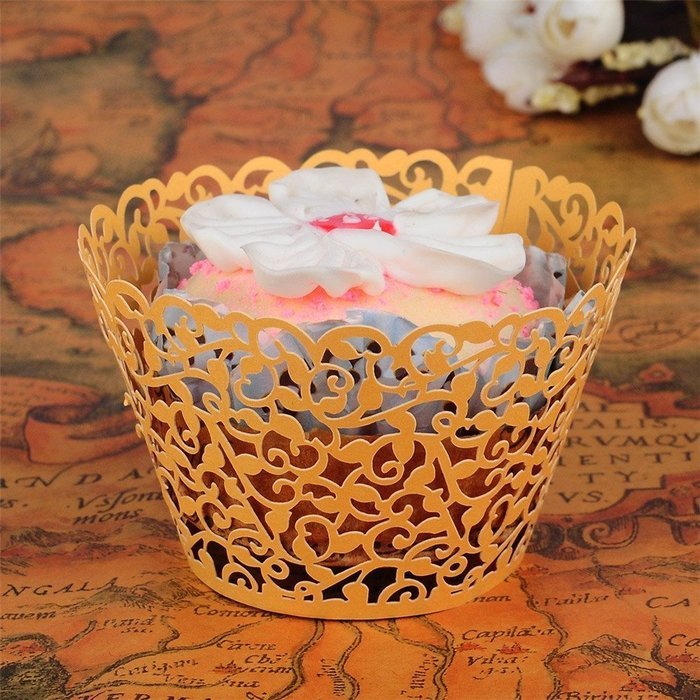 BALORAY Filigree Little Vine Lace Laser Cut Cupcake Wrapper Liner Baking Cup Muffin Case Trays Wedding Birthday...