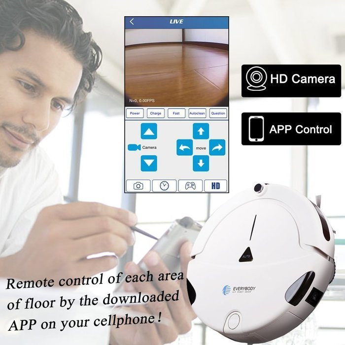 EVERYBODY X1 Household Robotic Vacuum Cleaner with Mobile App and Camera Remote Control and Wi-Fi Enabled and... N3