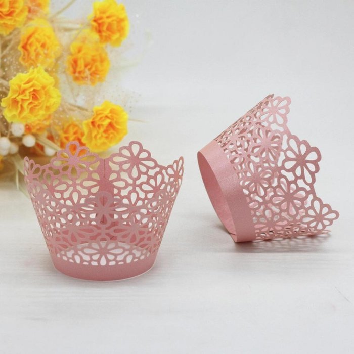 25 PCS Cake cups,Morecome Lace Laser Cut Cupcake Wrapper Liner Baking Cup Muffin (Purple) N8