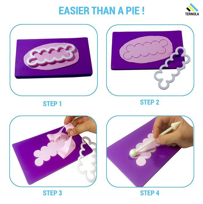 Ternola - GUMPASTE ROSE CUTTERS - Cake Decorating Fondant Flowers. Pack of 3 Easiest Rose Cutters Ever