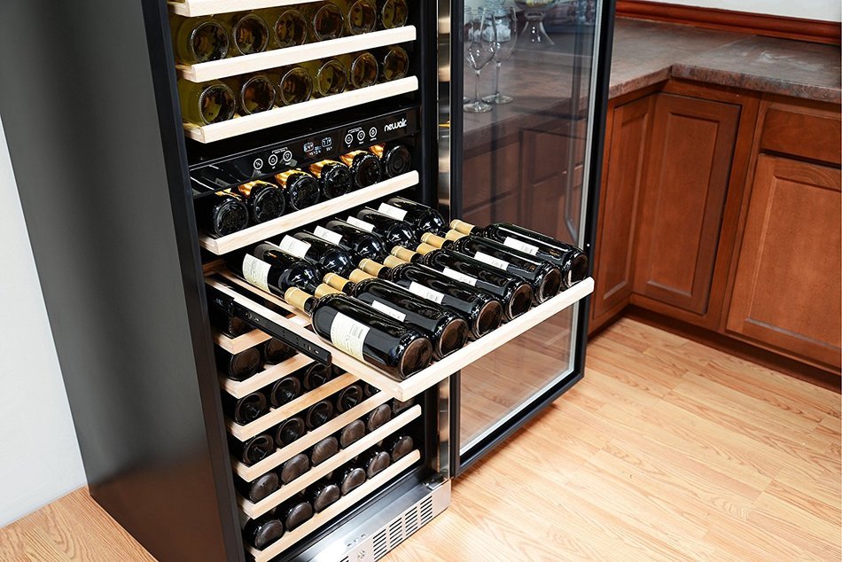 NewAir AWR-1600DB Premier Gold Series 160 Bottle Built-In WIne Cooler, StaInless Steel/Black N7