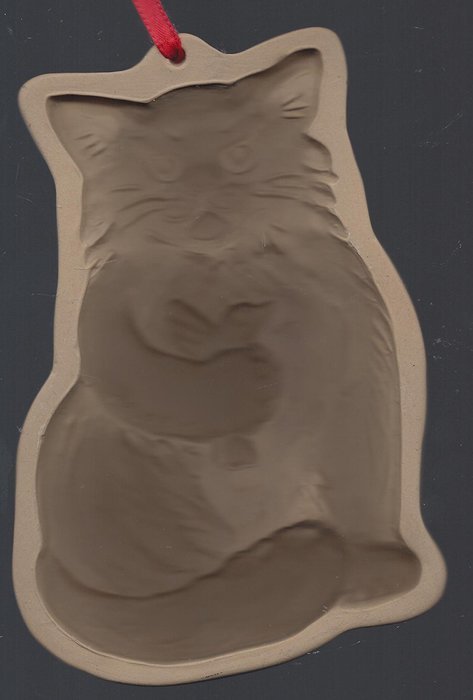 Brown Bag Cookie Art Cat With Flowers Mold Retired N2