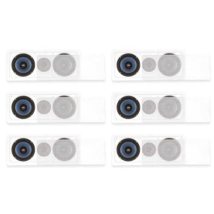 Blue Octave RLCR6 In Wall 6.5" Dual Woofer 3 Way Speakers 1680 Watts New 6 Speaker Set RLCR6-6S