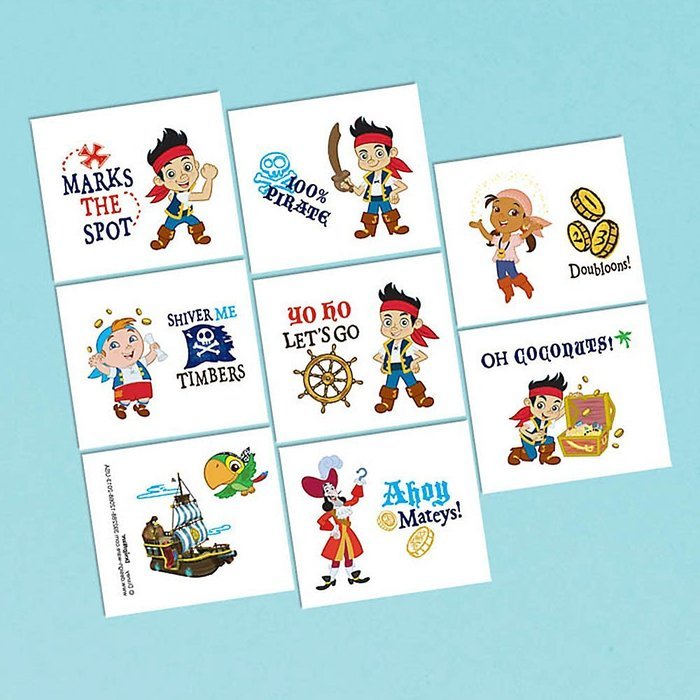 Amscan AMI 392288 Jake and the Neverland Pirates Tattoo Favors, AMI 392288 1, Multicolored