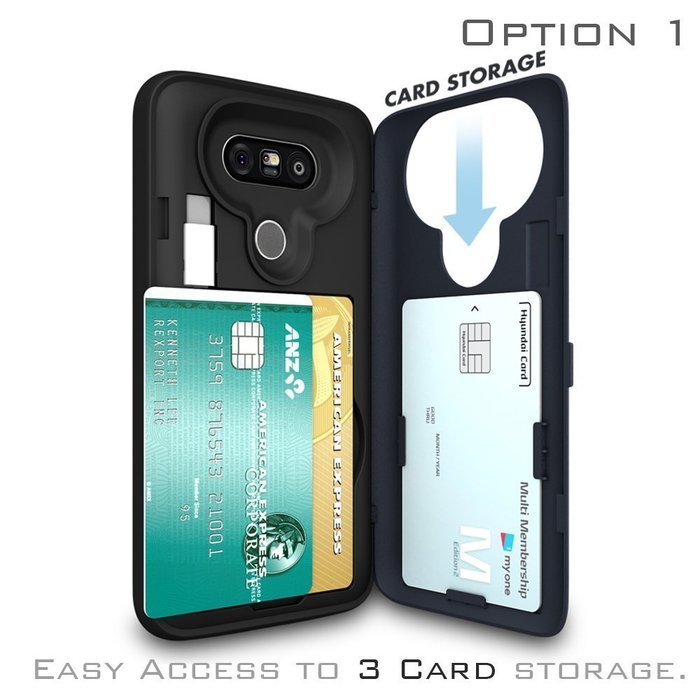 LG G5 Case, G5 Card Case, SKINU [USB type C] [Dual Layer] [Card Slot] [Drop Protection] [Wallet] with Mirror and... N21