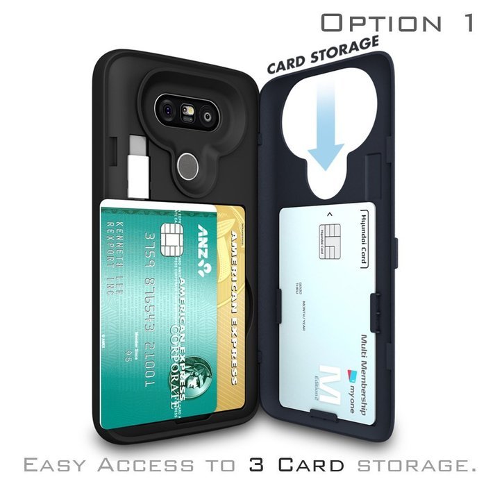LG G5 Case, G5 Card Case, SKINU [USB type C] [Dual Layer] [Card Slot] [Drop Protection] [Wallet] with Mirror and... N23