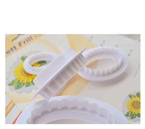 Anyana 4pcs set Oval Decorative Flower Border Plastic Cookie Cutter Cake Mould Tool Kitchen Tool Sugar Paste Baking... N3