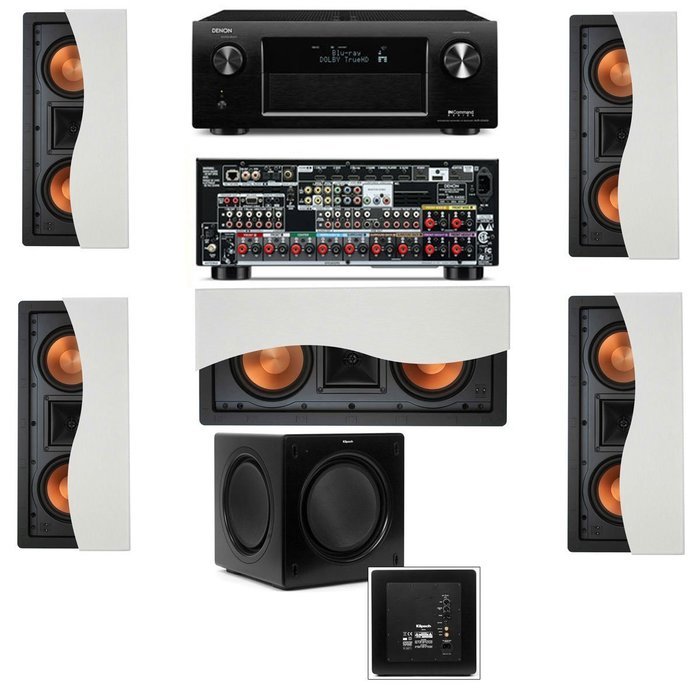 Klipsch R-5502-W II(5) In-Wall Speaker 5.1-SW-310 Denon AVR-X4000