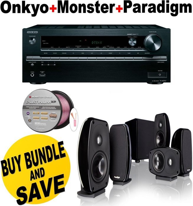 Onkyo TX-NR747 7.2-Channel Network A/V Receiver + Paradigm Cinema 100 CT Bundle