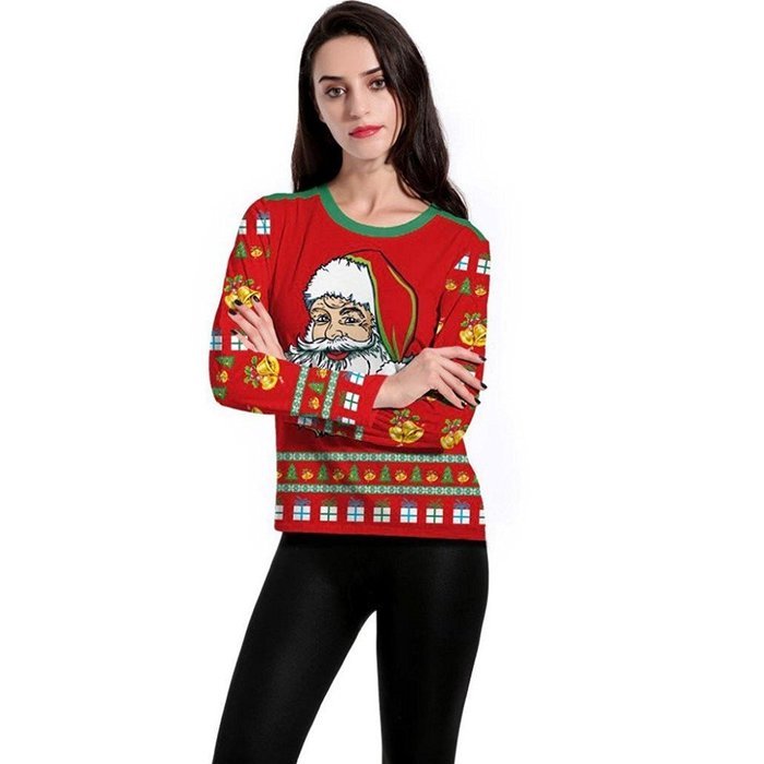 Sweatshirt,Morecome Women Long Sleeve Pullover Sweatshirt Santa Claus Christmas Tops N2
