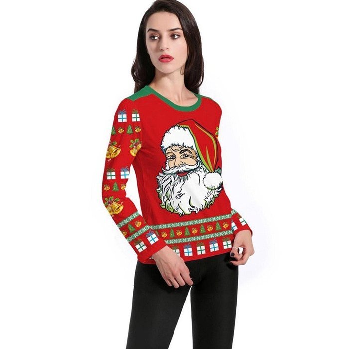 Sweatshirt,Morecome Women Long Sleeve Pullover Sweatshirt Santa Claus Christmas Tops N3