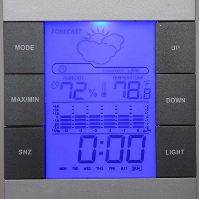LCD Digital Indoor Weather Thermometer Clocks Humidity Meter Hygrometer Alarm Clock N5