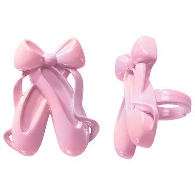 Ballerina Ballet Pink Cupcake Topper Rings - Set of 12