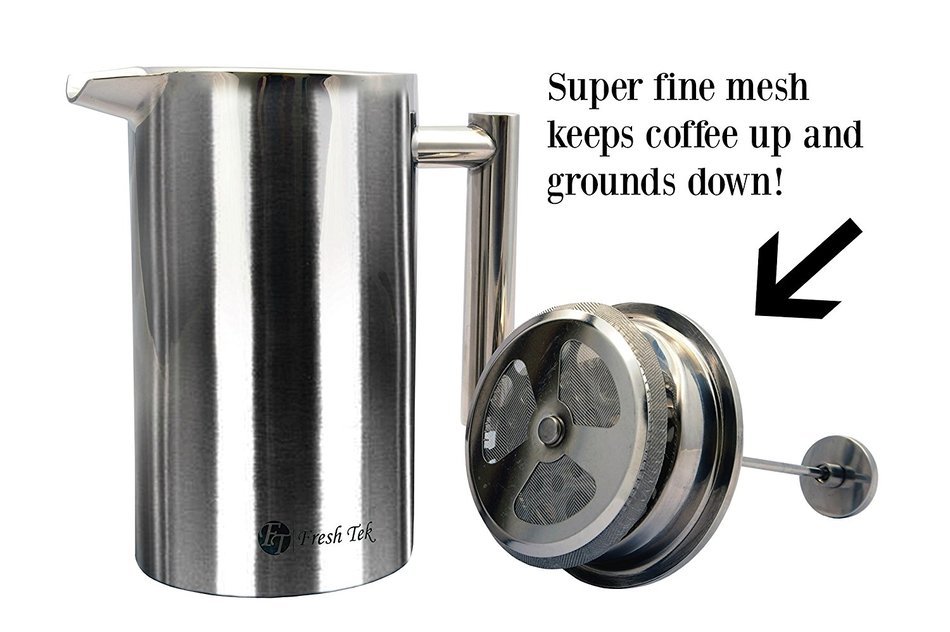 Best French Press Coffee Maker. Durable, No Plastic or Glass. 34oz Pot With Bonus Scoop and Cloth. Insulated Double... N20