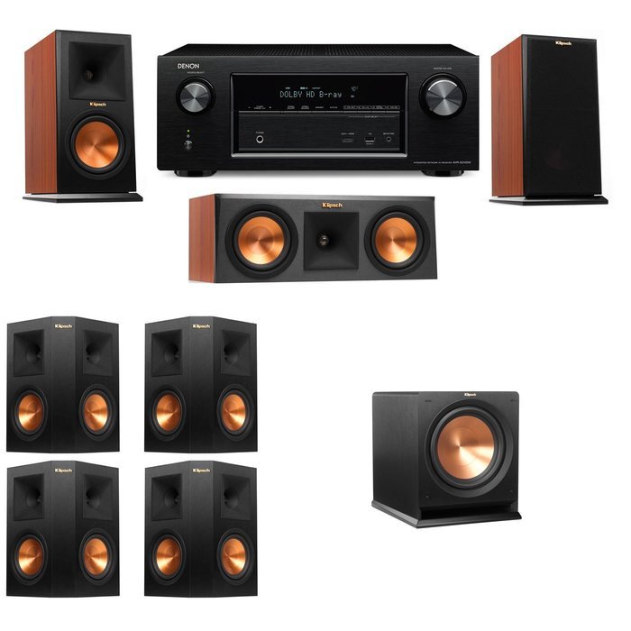 Klipsch RP-150M-CH Monitor Speaker 7.1 R112SW Denon AVR-X2100W