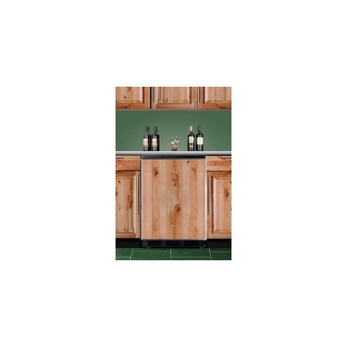 Summit FF7LBLBIFR 24" Built In Undercounter Refrigerator in Black with Lock and Stainless Steel