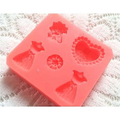 Sher Bakeware Silicone Dress Baking Molds for Fondant Candy Chocolate Cake N3
