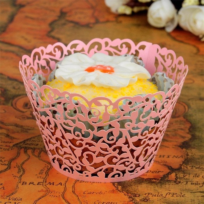 BALORAY Filigree Little Vine Lace Laser Cut Cupcake Wrapper Liner Baking Cup Muffin Case Trays Wedding Birthday... N3