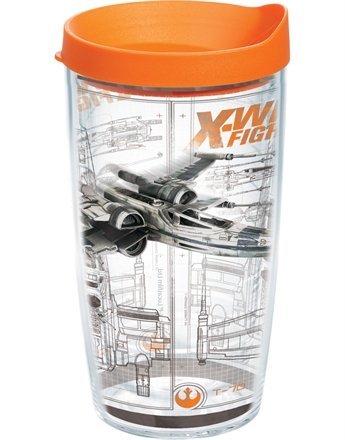 Tervis Star Wars Force Awakens X Wing Schematic Tumbler with Travel Lid, 16 oz, Clear