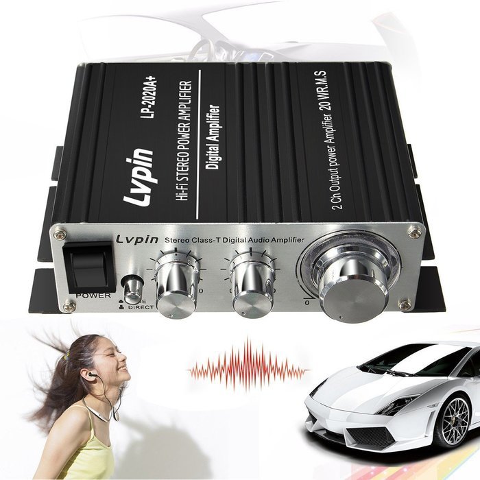 Audio Amplifier, ELEGIANT 12V 3A Hi-Fi Stero Class-T Digital Power Amplifier with Power Cable for Car Home PC... N8