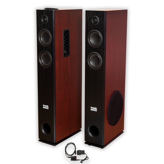 Acoustic Audio TSi500 Bluetooth Powered Floorstanding Tower Multimedia Speakers with Optical Input TSi500D